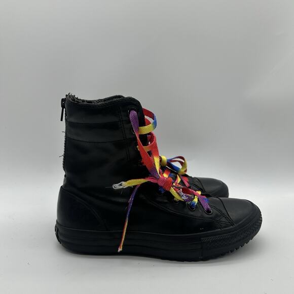 Womens Size 9 Converse Chuck Taylor All-Star Hi Black 7 1/2-inch Boots Pride - Picture 1 of 11